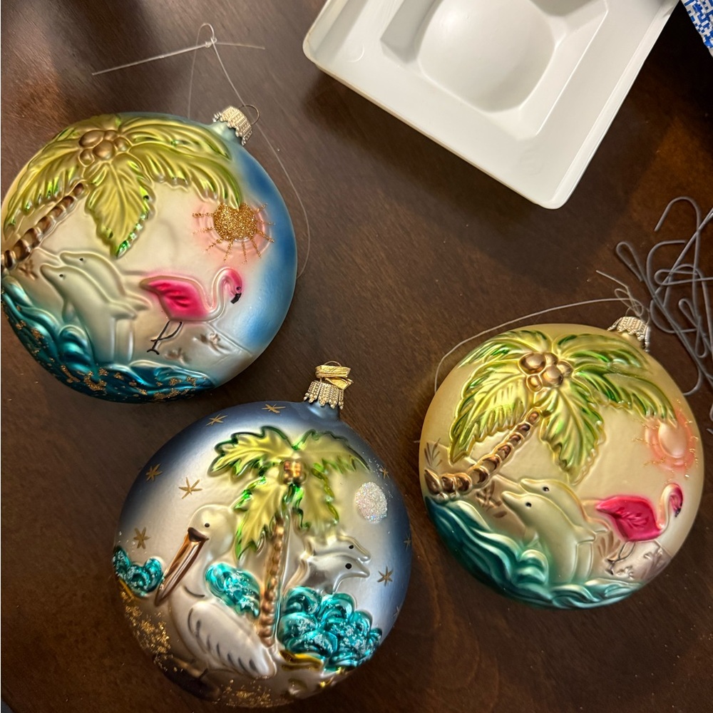 VINTAGE 1999-2001 BURDINE'S Florida Glass Christmas ORNAMENTS. One Box